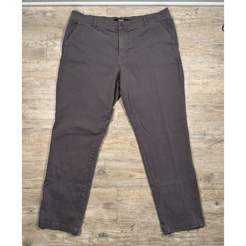 Hudson Mens Cotton Buttoned Zipped Straight Leg Casual Pants Gray Size 38